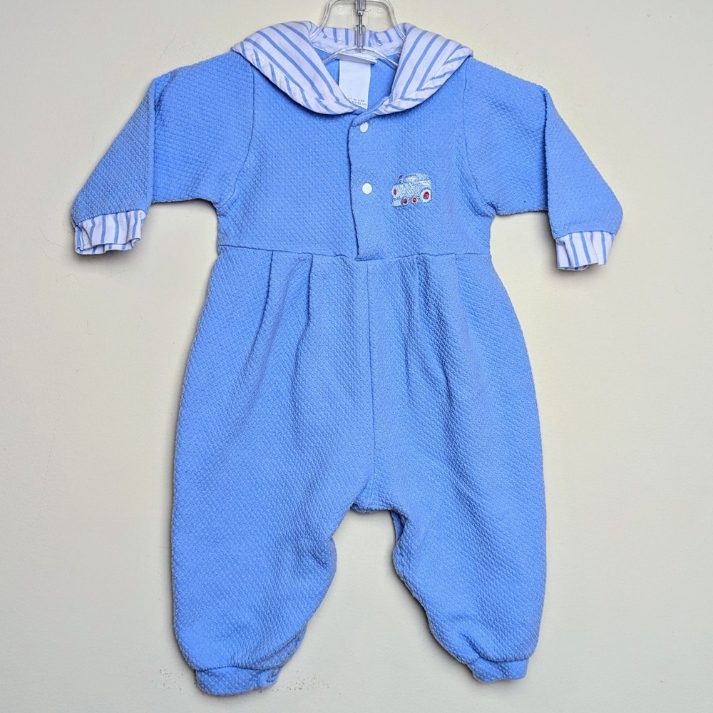 Vintage Carter's Train Sailor Romper Jumper 90s Baby Size 3-6 Months